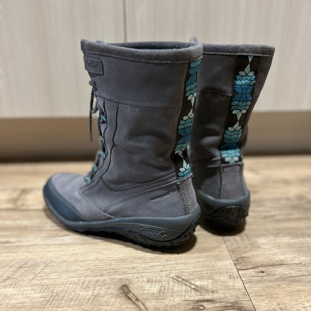 Cushe Allpine Cone suede grey turquoise Gray Women's Boots faux fur nordic - Picture 12 of 12
